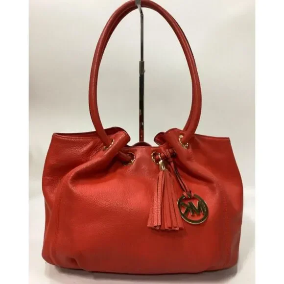Michael Kors Authentic Red Leather Shoulder Bag Purse - Picture 1 of 5